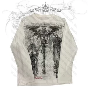 Goth Women Top Y2k Clothes Women Graphic Tees Y2k Tops Shoujo Girl Style Graphic T Shirts Aesthetic Clothing 90s Vintage Clothes